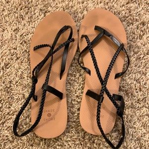Women’s black strappy sandals. Size 8